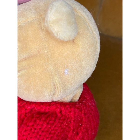 DISNEY POOH with RED Knit SWEATER and White Heart - Mini Bean Bag 8" - NWT - Picture 8 of 8